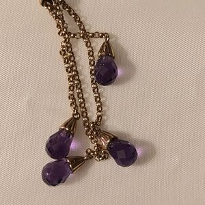 Amethyst Teardrop Dangle Necklace with 10K Gold Chain